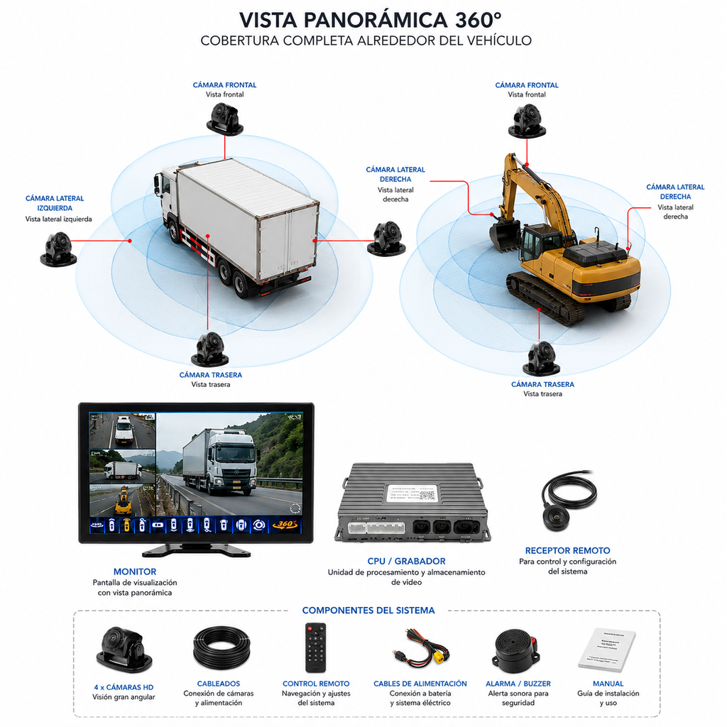Kit 4 Camaras 360° Vista Panorámica
