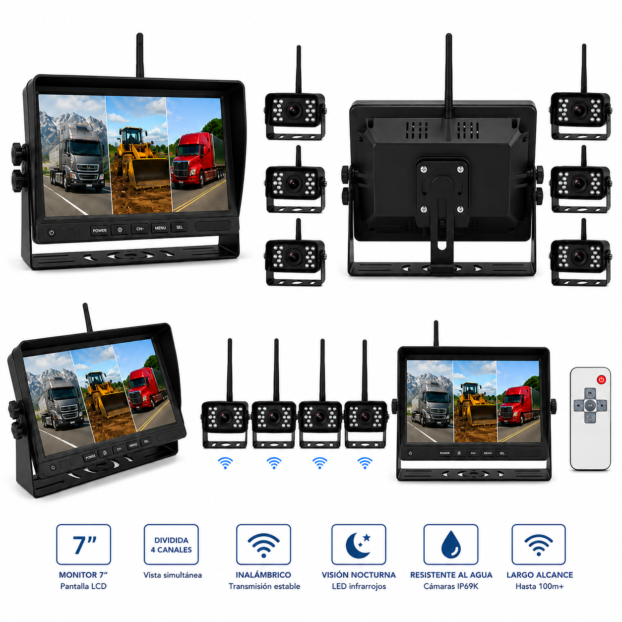 Kit 3 Cámaras Wifi Puntos Ciegos