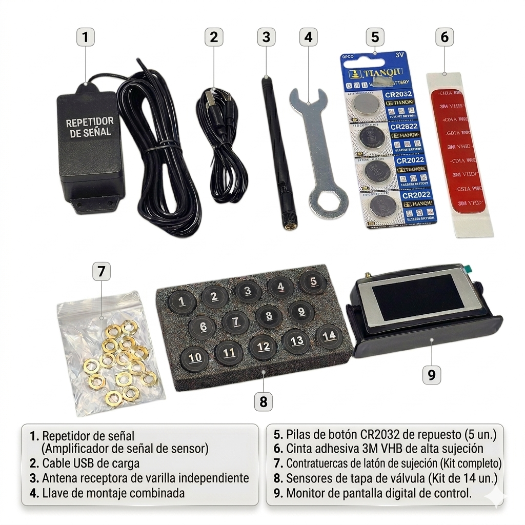 Tpms (Sistema de monitoreo de Presión de neumáticos) de 8 a 14 Ruedas