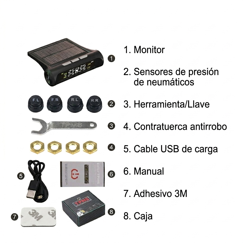 Tpms (Sistema de monitoreo de Presión de neumáticos) 4 Ruedas