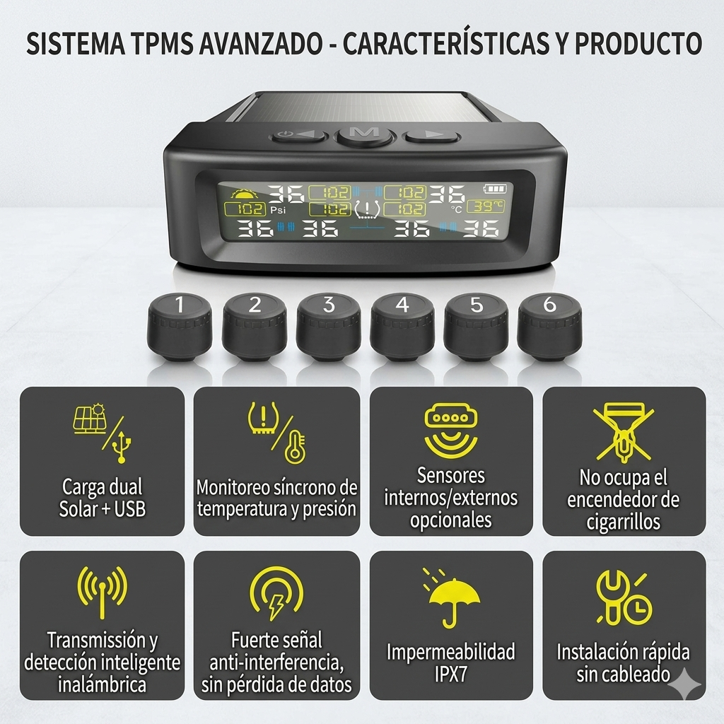 Tpms (Sistema de monitoreo de Presión de neumáticos) 6 Ruedas