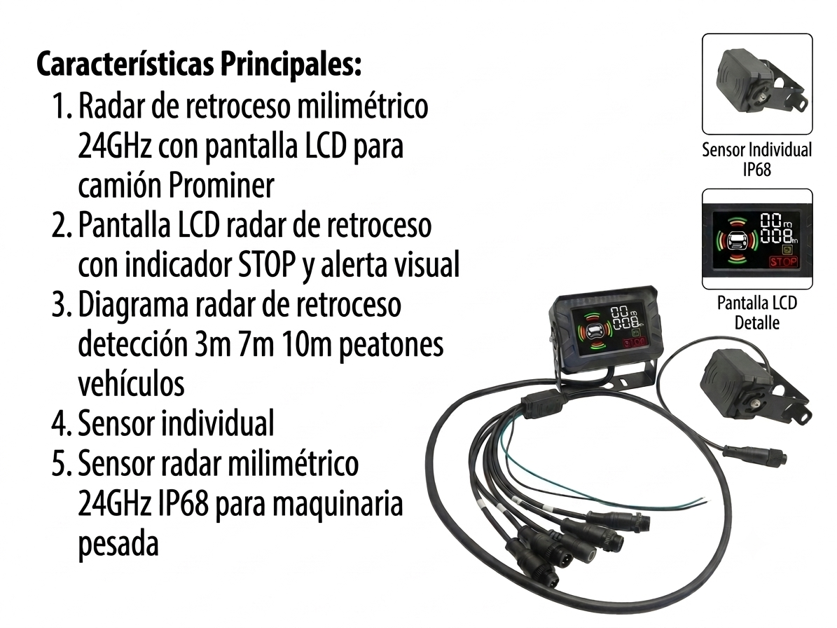 Radar de Retroceso Milimétrico 24GHz (Config. 360°)– PROMINER TEC