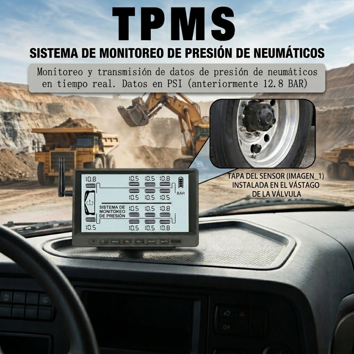 Tpms (Sistema de monitoreo de Presión de neumáticos) de 8 a 14 Ruedas
